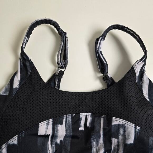Hyba Black White Gray Sports Bra with Mesh Accents size Medium - Picture 3 of 11